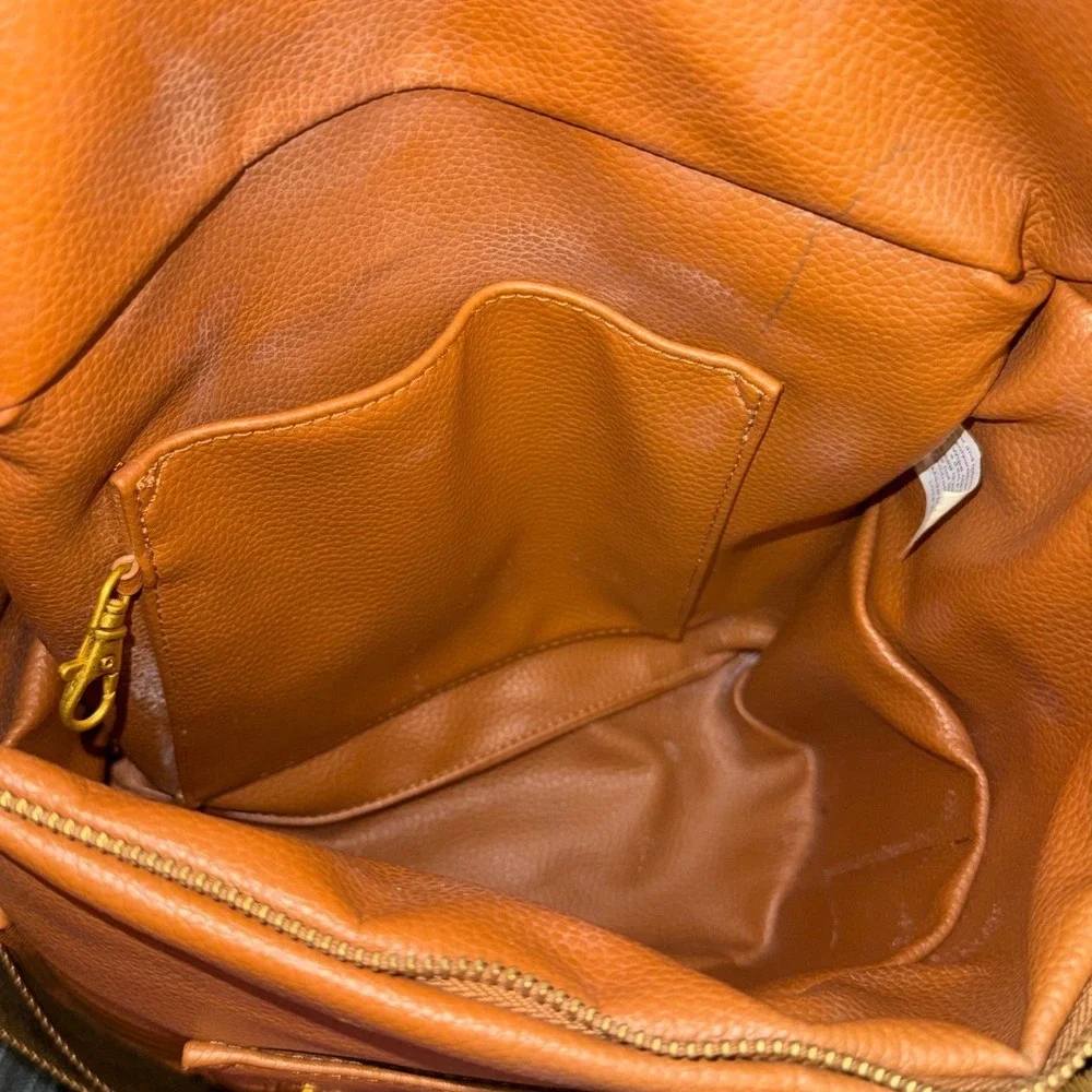 Fawn Design Mini‎ Backpack Brown Vegan Leather Gold Hardware Diaper Bag